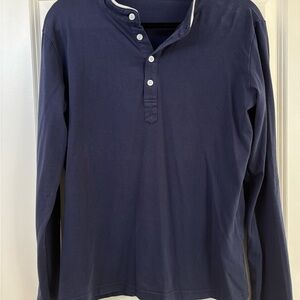 Men's Navy Long Sleeve Henley Shirt